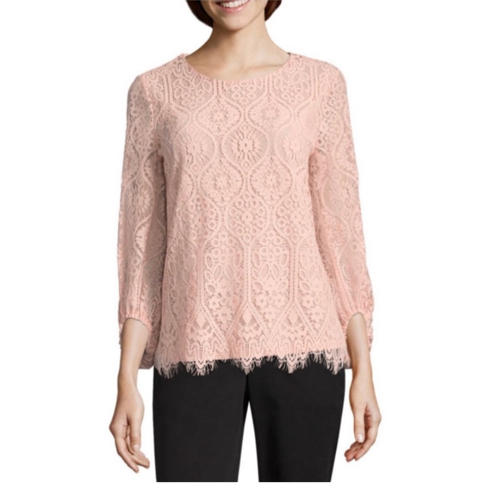 Lace blouse with bell sleeves